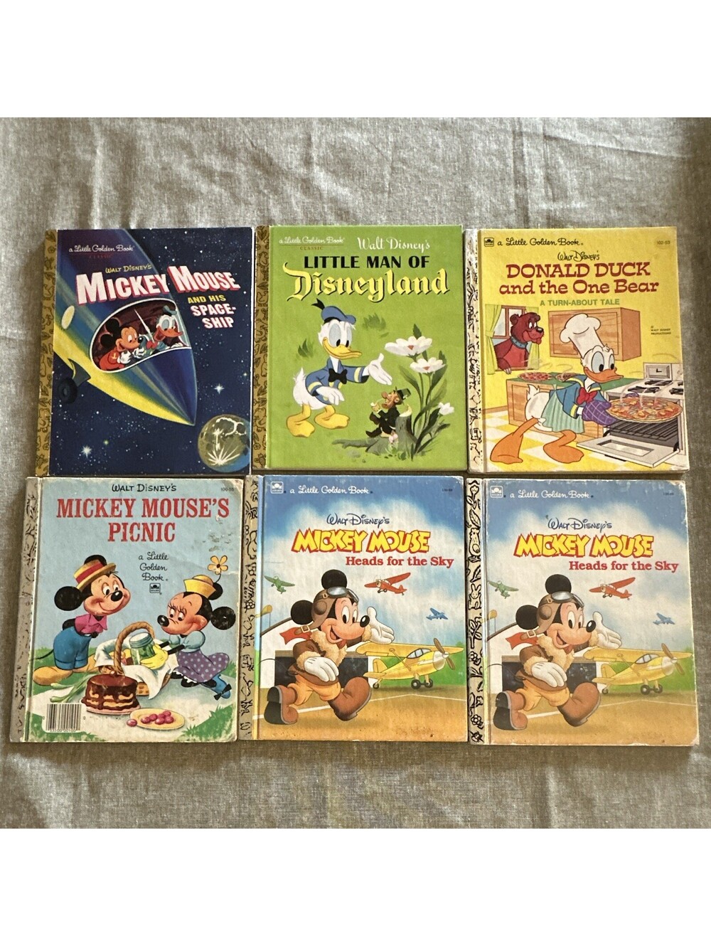 Little Golden Book Disney Mickey Mouse & Donald Duck Disneyland Books Lot of 6